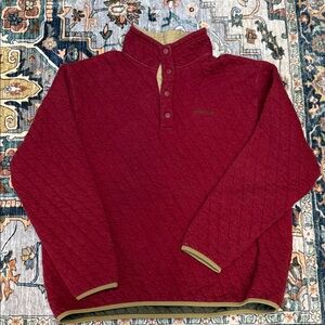Orvis Burgundy and Tan Quilted Pullover